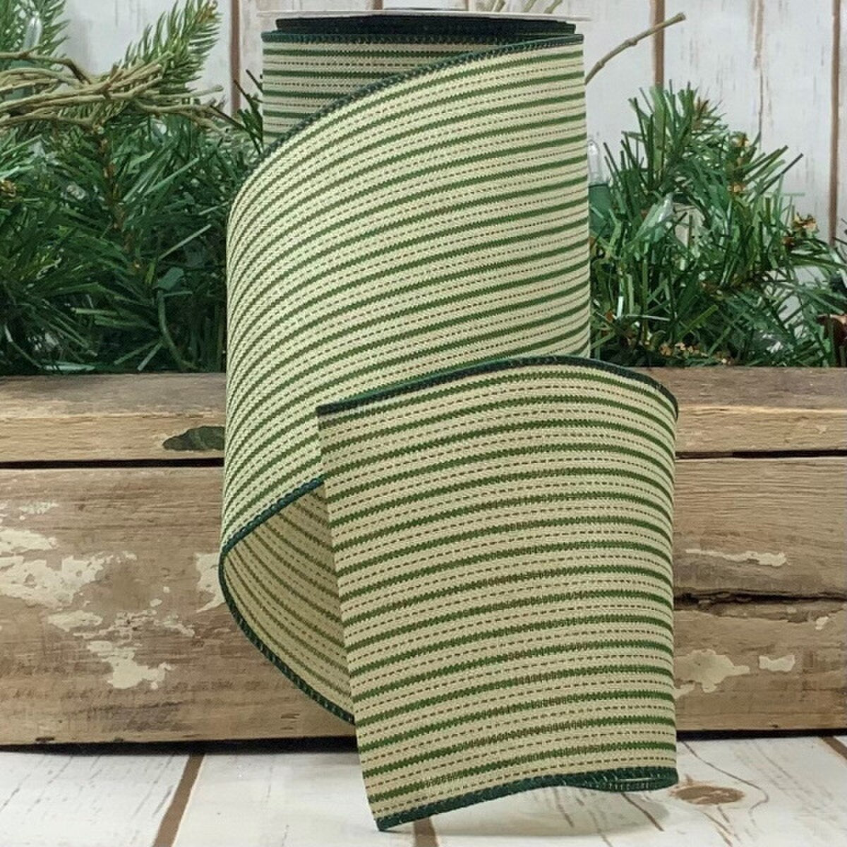 4inx10yd Linen Dash Line GREEN/NATURAL