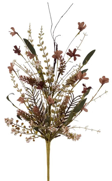 24in Fabric Flower/Leaf/Beads BR/CR