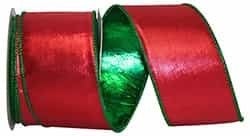 2.5" Metallic Shine Luxury Deluxe Red & Green Wired Ribbon | 10 Yard Christmas Ribbon Reliant Ribbon