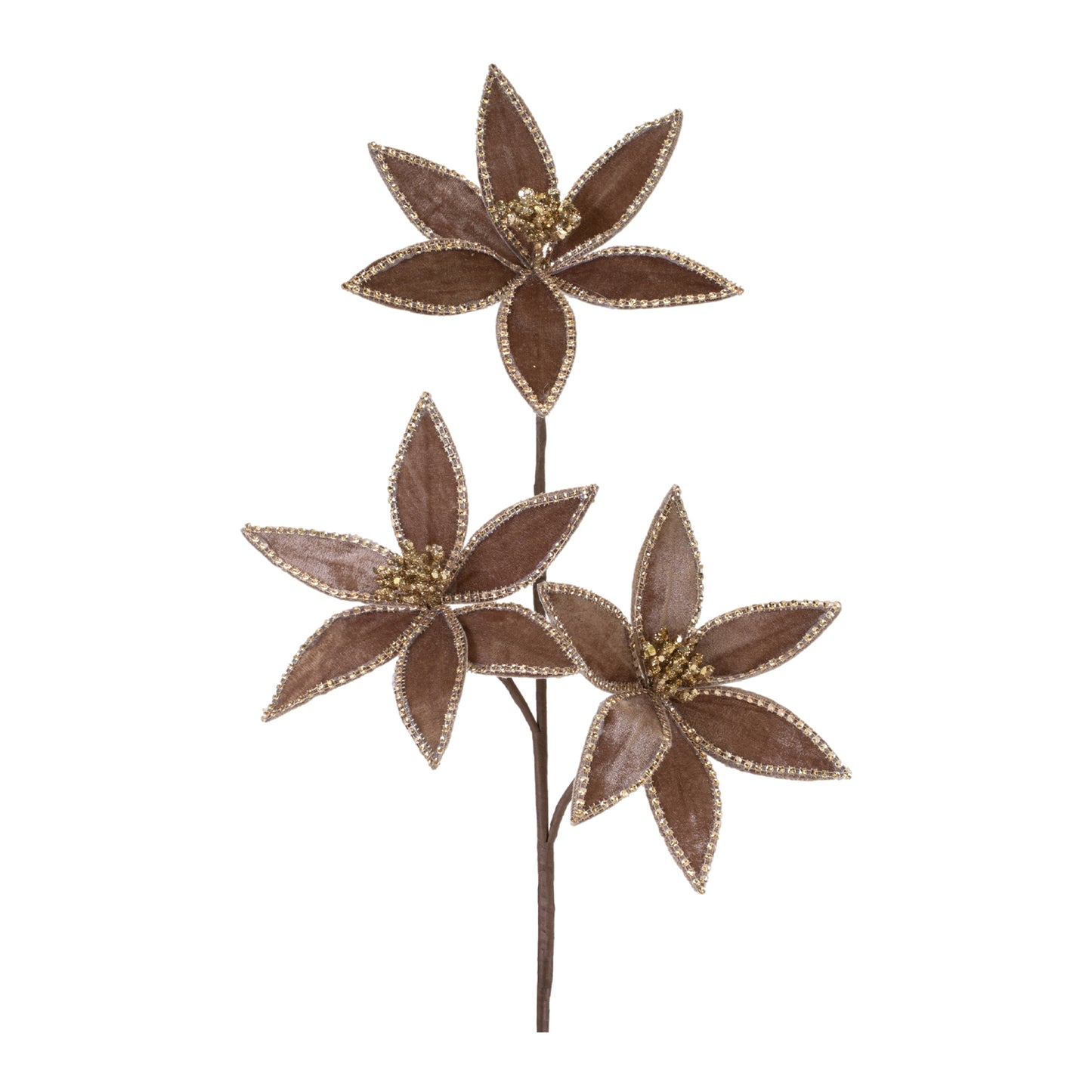 23in Brown Triple Velvet Poinsettia - Premium Greenery for Wreaths and Home Decor Melrose