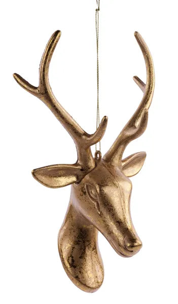 10in Gold Leaf Deer Head Ornament