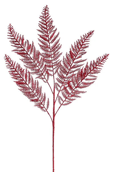 27in Red Glitter Fern - Premium Greenery for Wreaths, Arrangements and Home Decor Craig Bachman