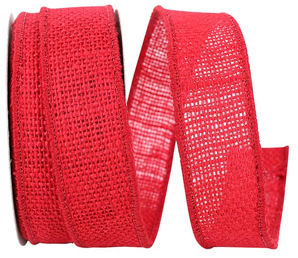 1 3/8inx10yd Red Burlap Ribbon
