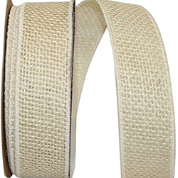 Ivory Burlap Wired Ribbon – 1⅜" x 10 Yards | Rustic Linen-Look Ribbon for Wreaths, Bows & Floral Designs