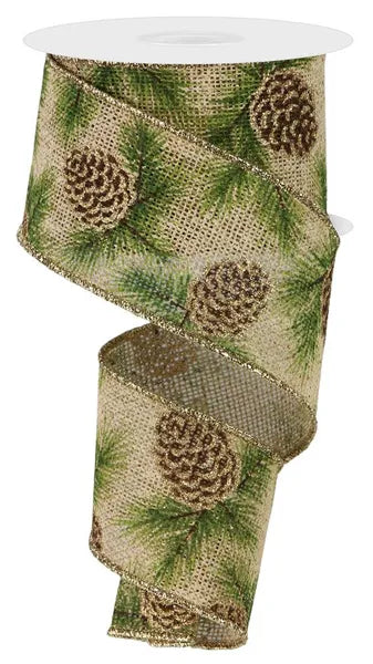 2.5in10yd Burlap Pinecone