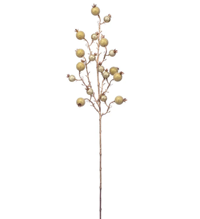 29in Gold Iced Berry Spray - Premium Greenery for Wreaths, Arrangements and Home Decor Napco