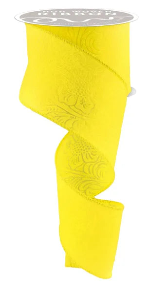 2.5inx10yd Yellow Floral & Leaves