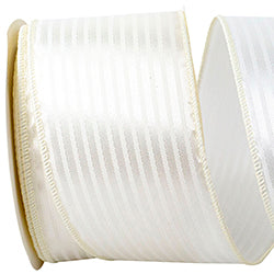 Ivory Tux Stripe Wired Ribbon – 2.5" x 10 Yards | Elegant Satin Stripe Ribbon for Wreaths, Bows & Luxury Floral Designs