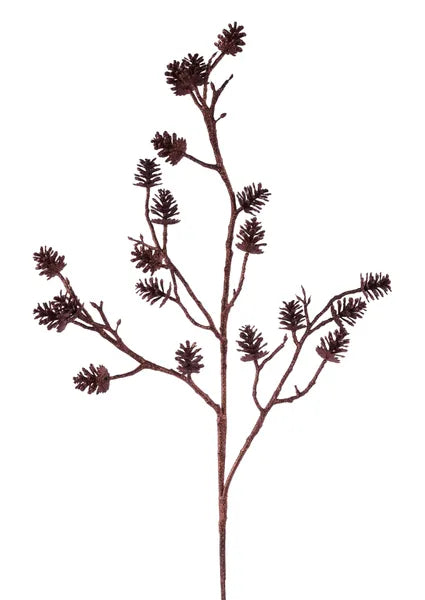 33in Glitter Brown Pinecone Twig - Premium Greenery for Wreaths, Arrangements and Home Decor