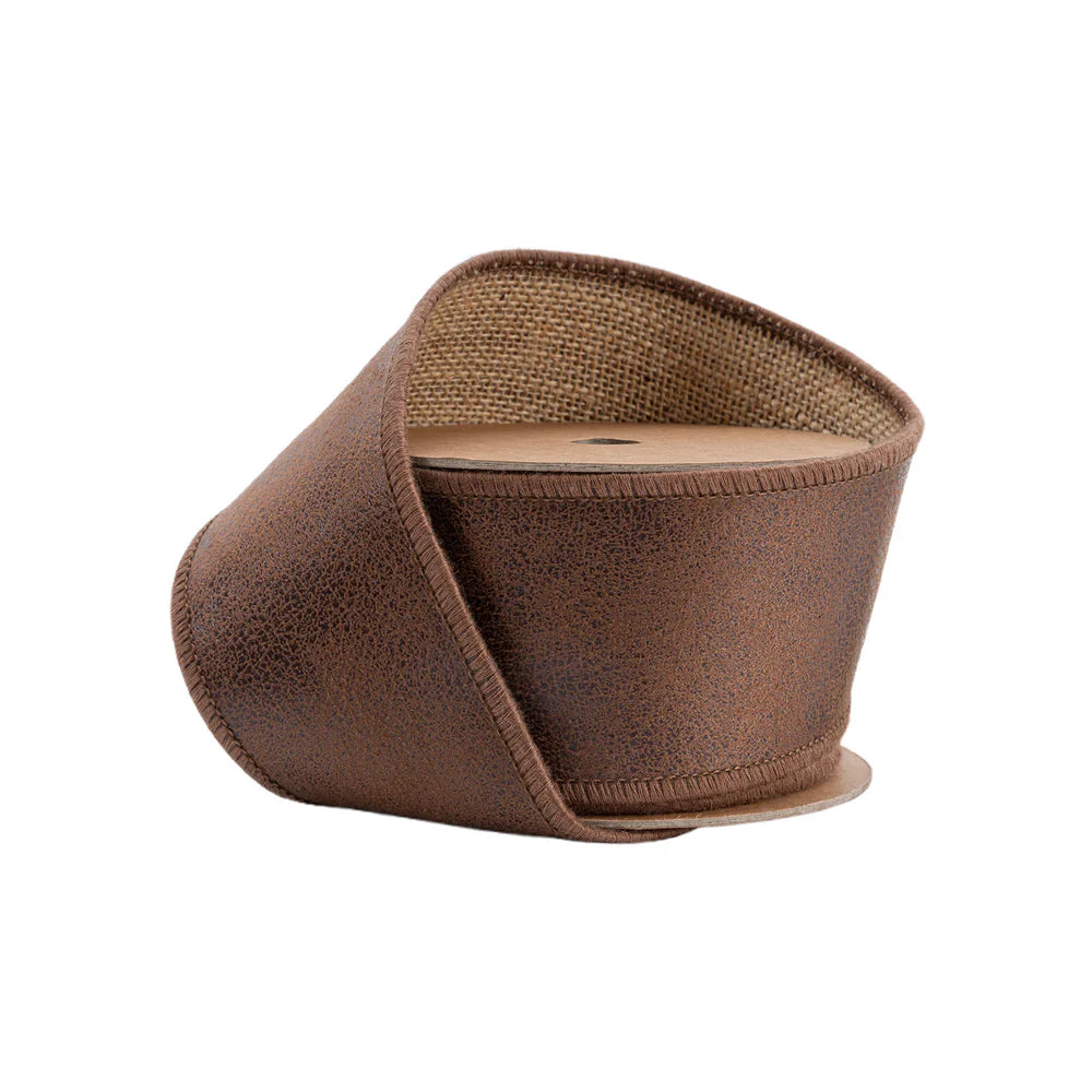 2.5inx10yd Leather w/Jute Back BROWN