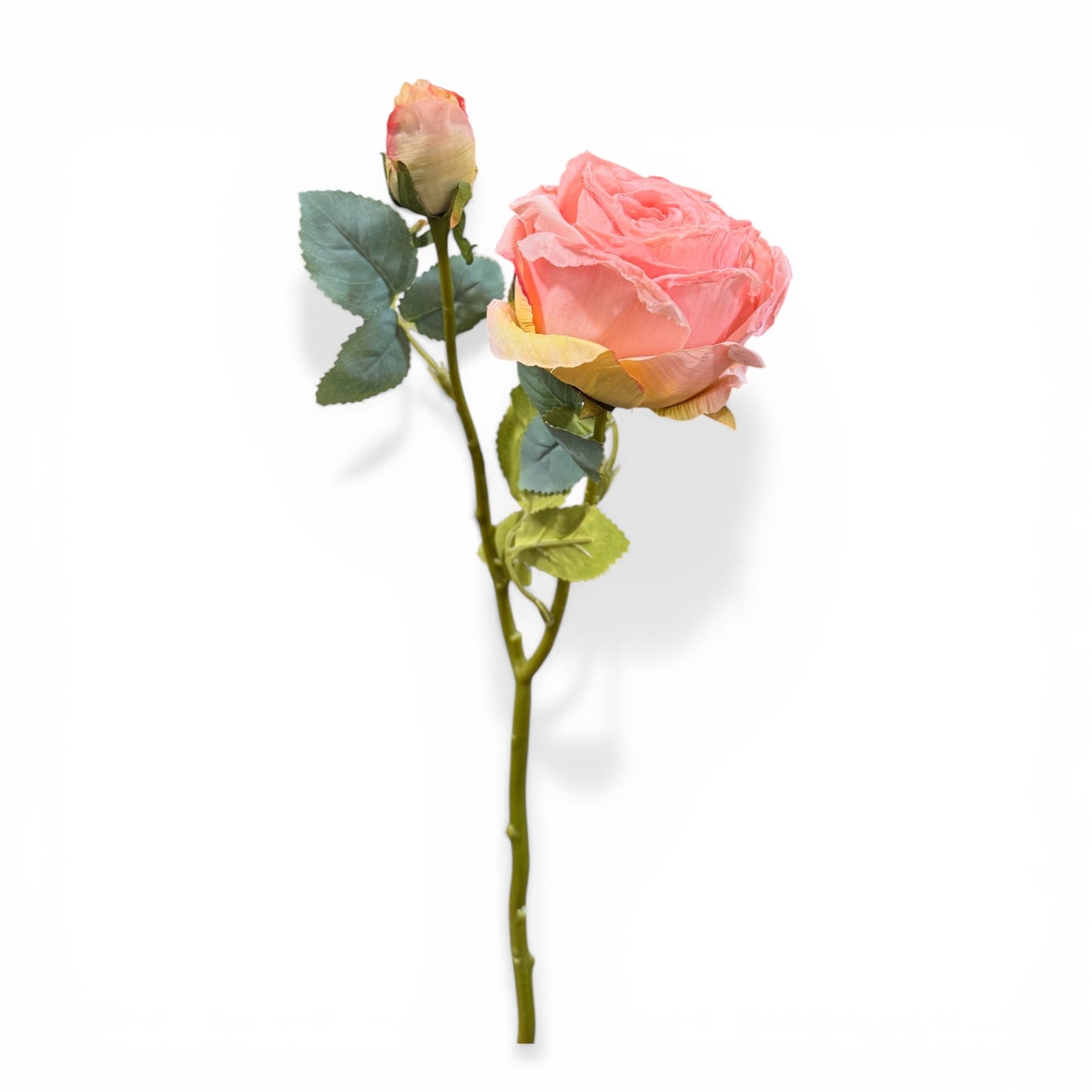 19in Drying Pink Rose and Bud - Premium Artificial Flower for Wreaths, Arrangements & Home Decor