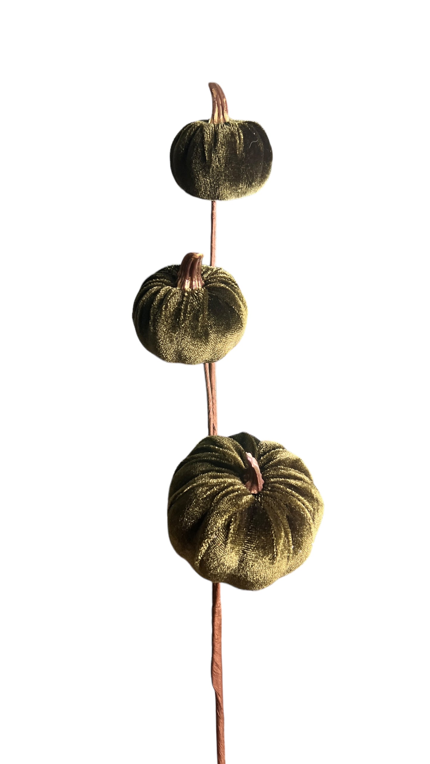 15in Velvet GoldStem Pumpkins GREEN
