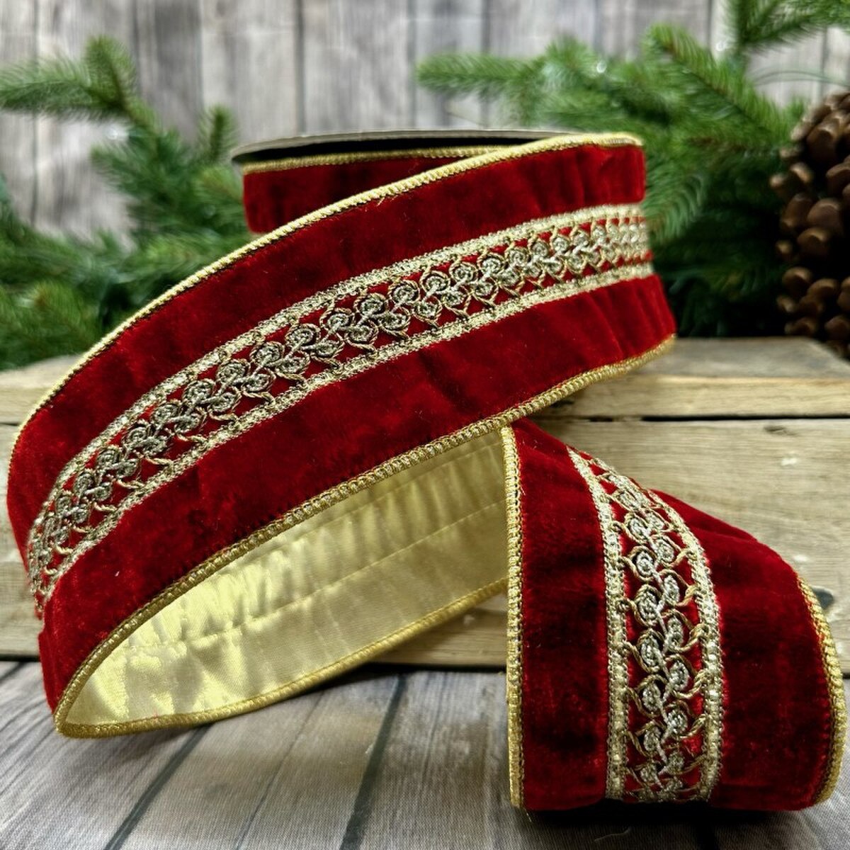5 yard x 2.5in Velvet Glitter Embroidered