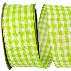 Moss Green Gingham Wired Ribbon – 1.5" x 10 Yards | Classic Check Ribbon for Wreaths, Bows & Seasonal Decorating