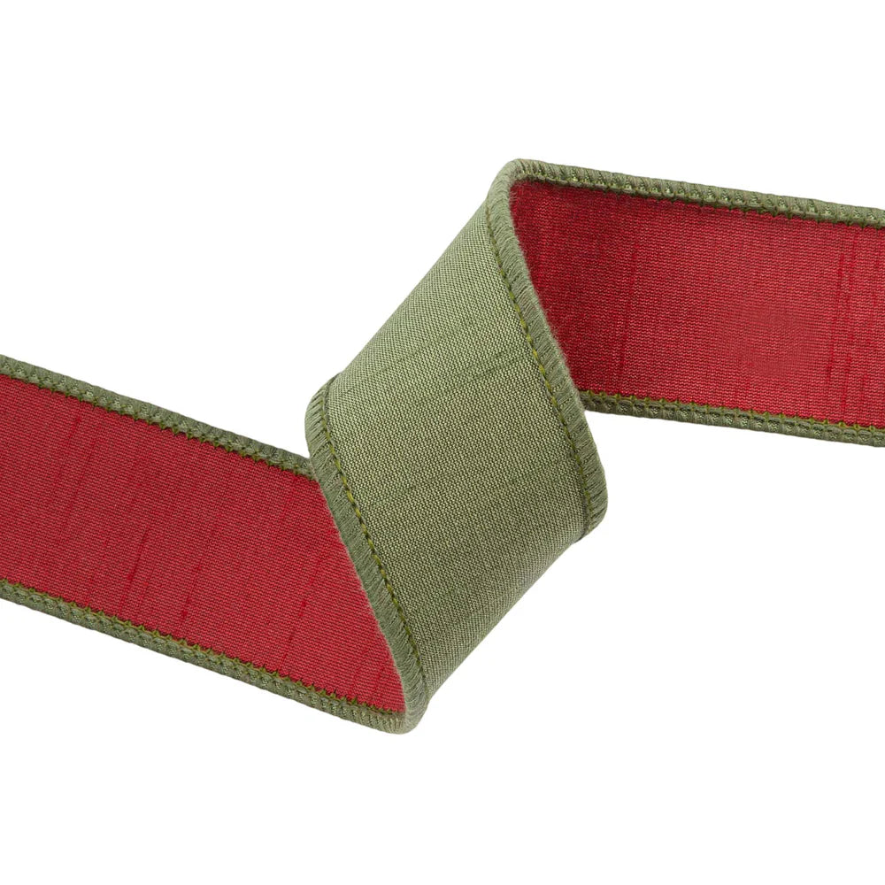 1.5inx10yd Dupioni FUSED RED/GREEN