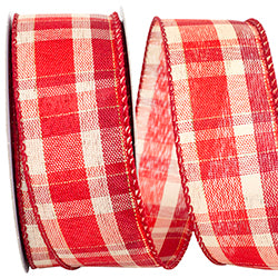 Red & Cream Buffalo Check Wired Ribbon – 1.5" x 10 Yards | Classic Plaid Ribbon for Christmas Wreaths, Bows & Holiday Decorating