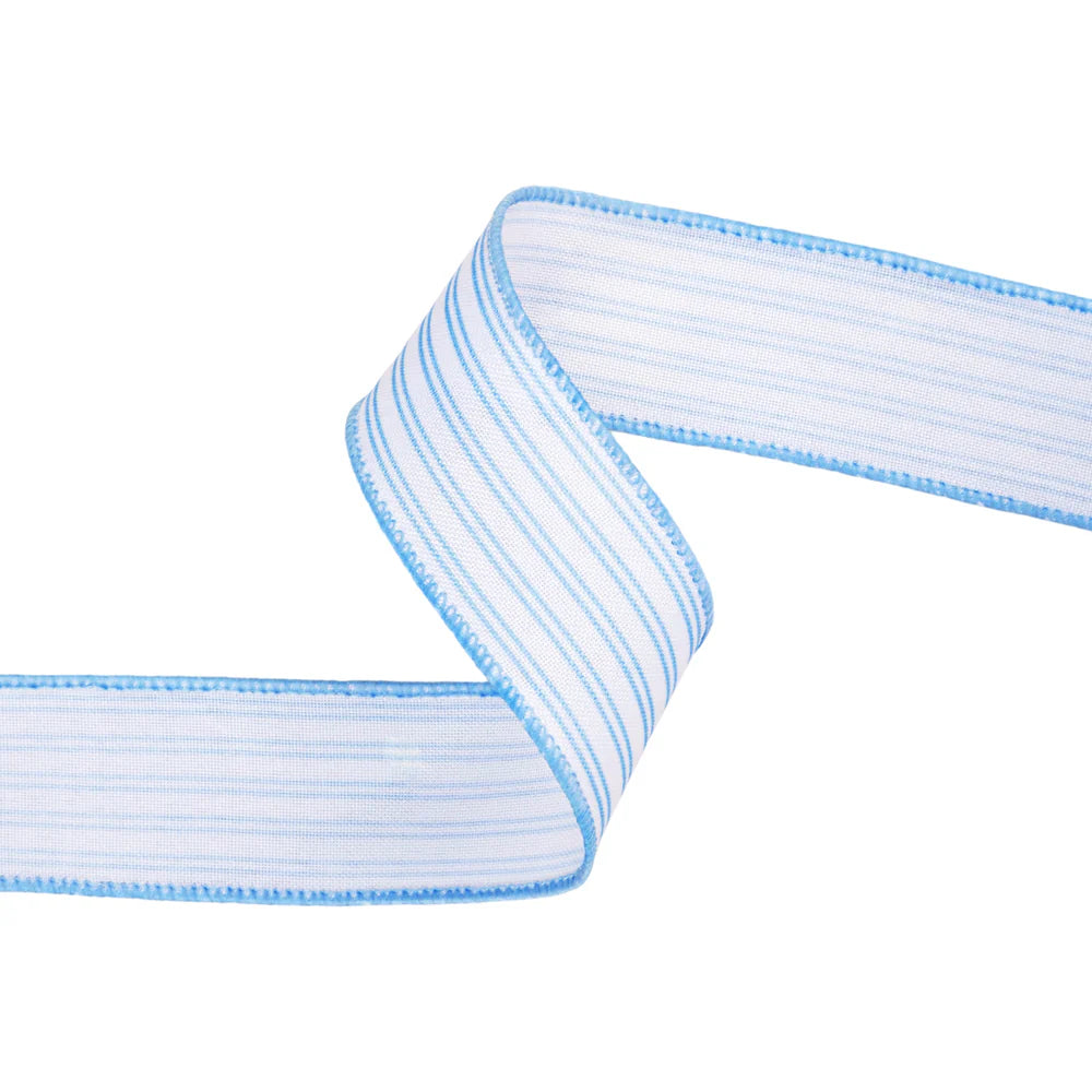 2.5inx10yd Lt Blue Ticking Stripe Ribbon