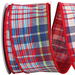 2.5inx10yd Patriotic Plaid Americana Canvas Ribbon