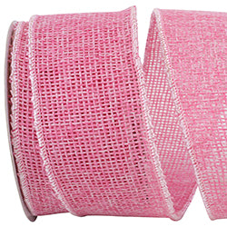 Rustic Pink Burlap Wired Ribbon – 2.5" x 10 Yards | Faux Burlap Ribbon for Wreaths, Bows & Floral Designs
