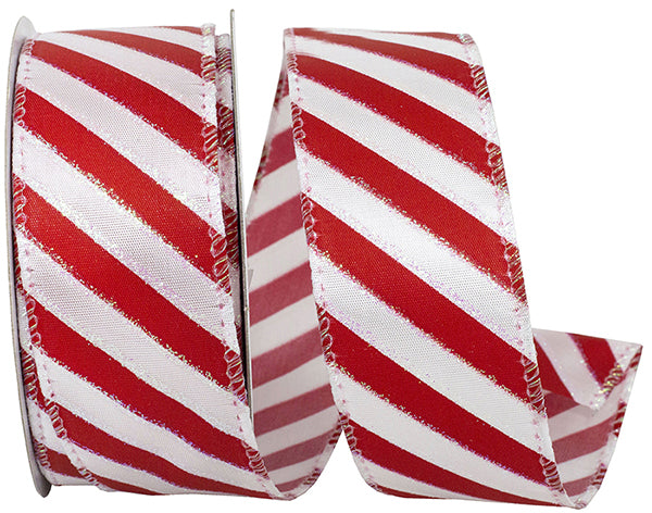 1.5inx10yd Candy Cane Iridescent Stripe