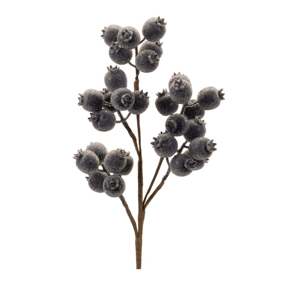 21in Midnight Blue Iced Berry Spray - Premium Florals for Wreaths, Arrangements and Home Decor Melrose