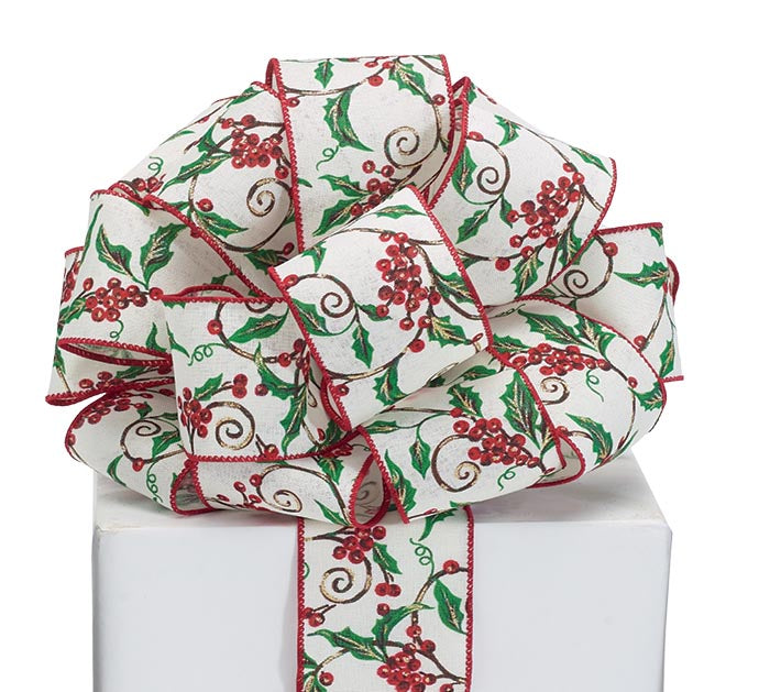 20YARD X 2.5in Holly/Berry Ribbon
