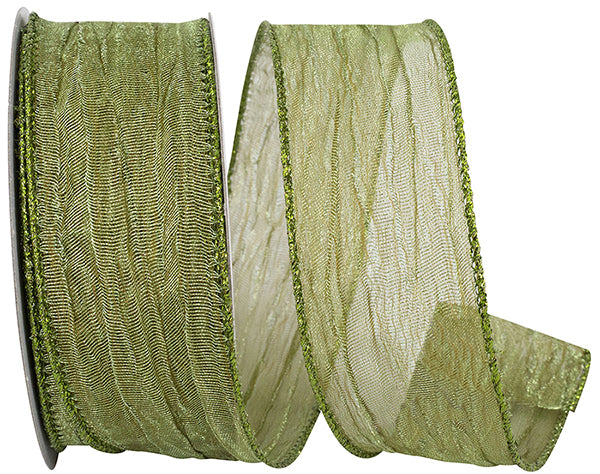 25YARD x 1.5in Moss Crushed Mesh Elegance Ribbon
