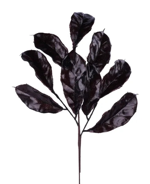 21in Metallic Glitter Magnolia Leaf BLACK