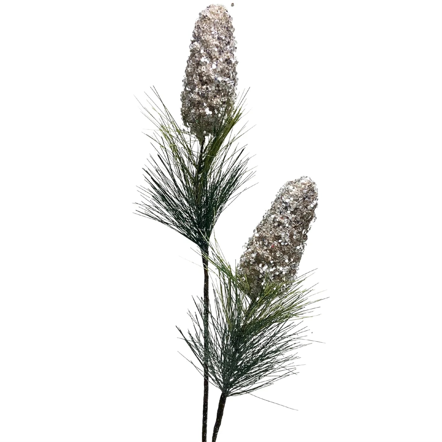 32in Iced Aspen Pinecone x2 CHOCOLATE