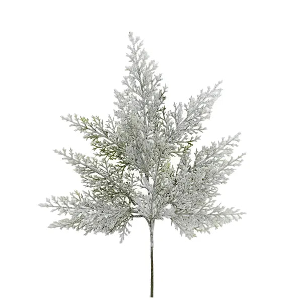 18in Flocked Cedar Spray - Premium Greenery for Wreaths, Arrangements and Home Decor Essentials