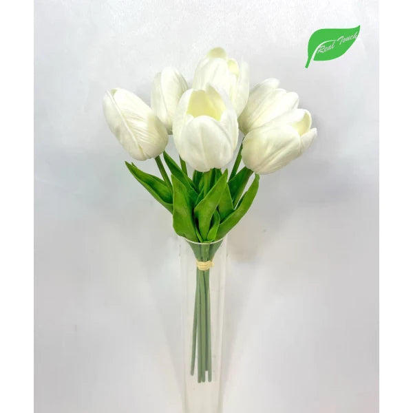 16in Real Touch Cream Tulip Bundle x6
