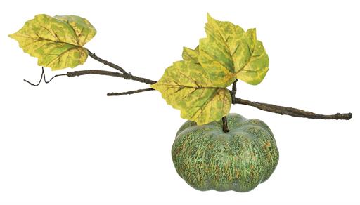 14in GREEN Pumpkin on Vine Select Artificial