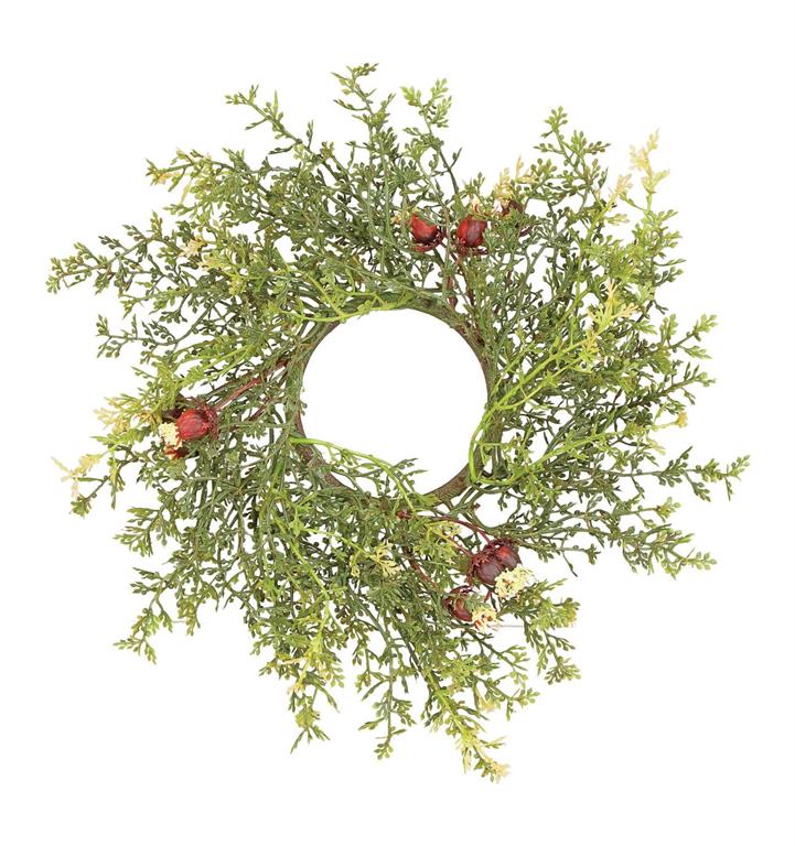11.5in Mini Wreath Fumalia & Rosehip - Premium Greenery for Wreaths, Arrangements and Home Decor Select Artificial
