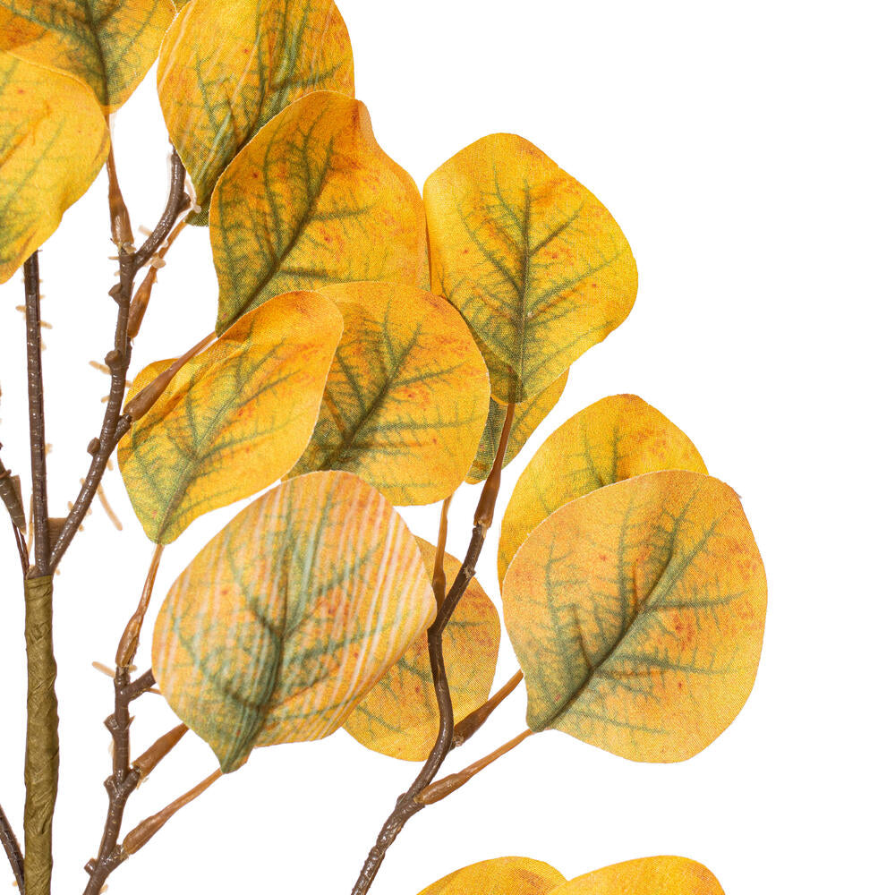 32in Yellow Eucalyptus Leaf Spray