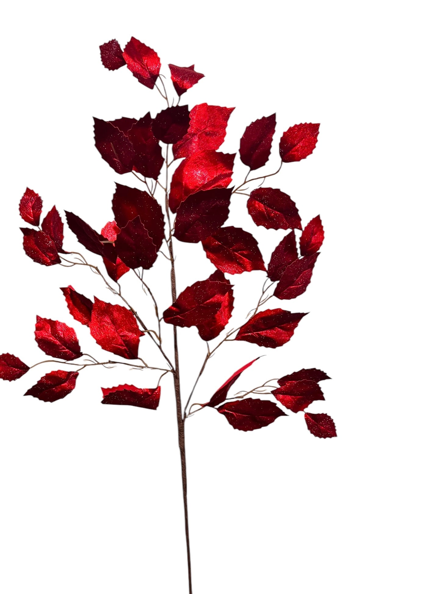 35" Metallic Beech Leaf Spray RED