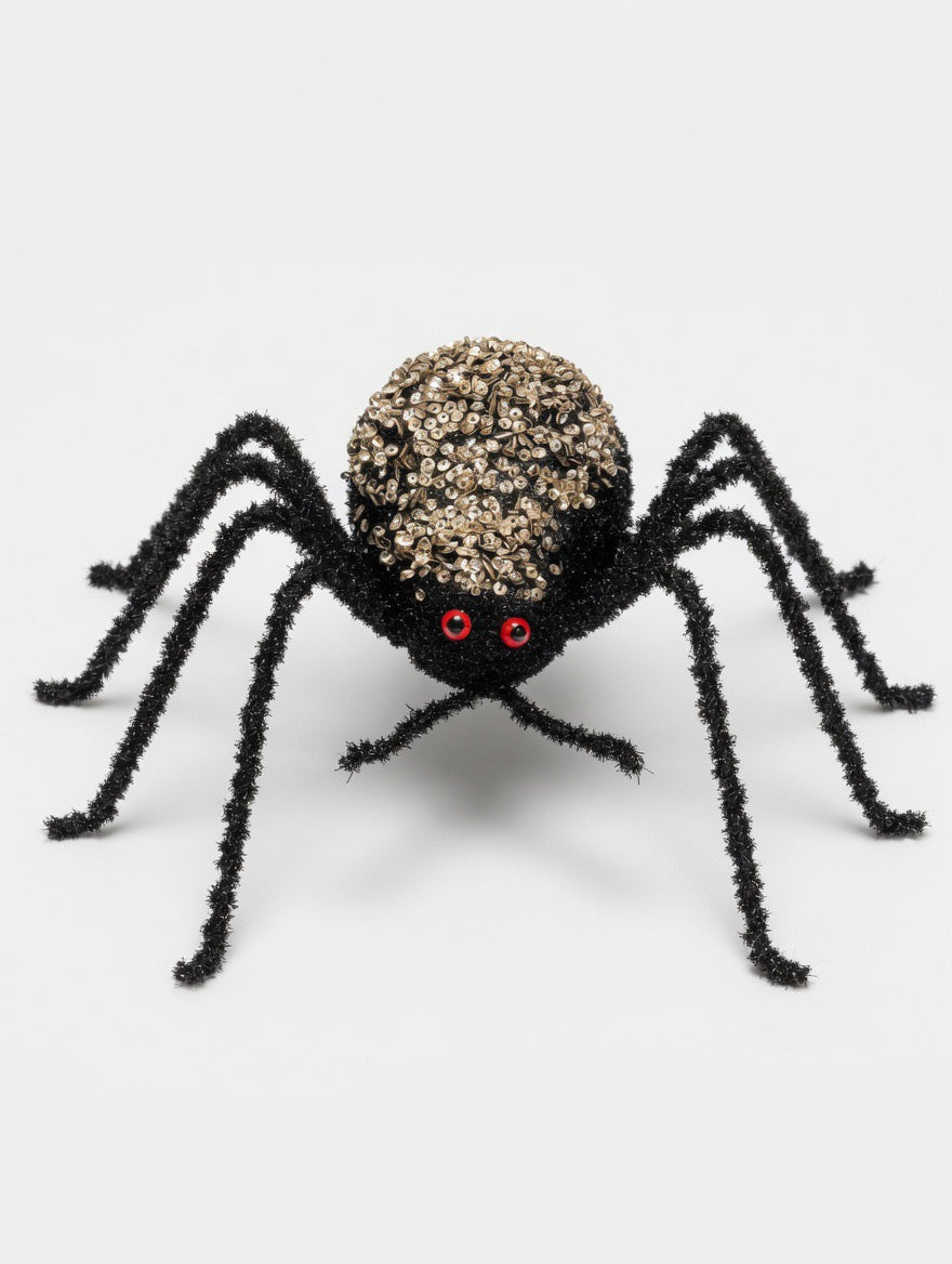 16inx7in Black/Champagne Sequin Spider