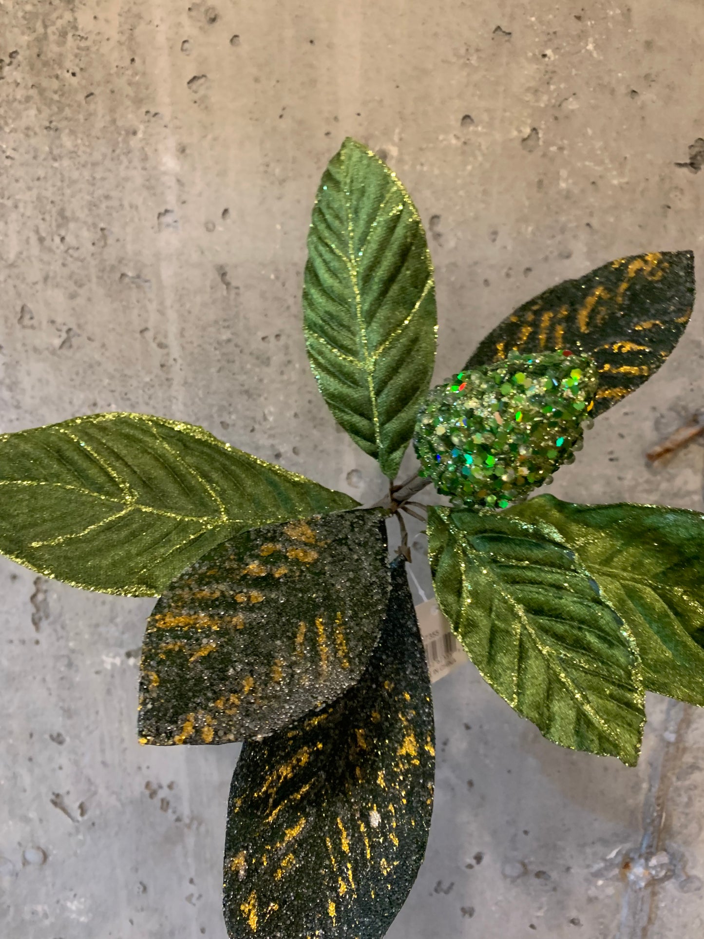 Glittered Sugared Magnolia Leaves & Pod