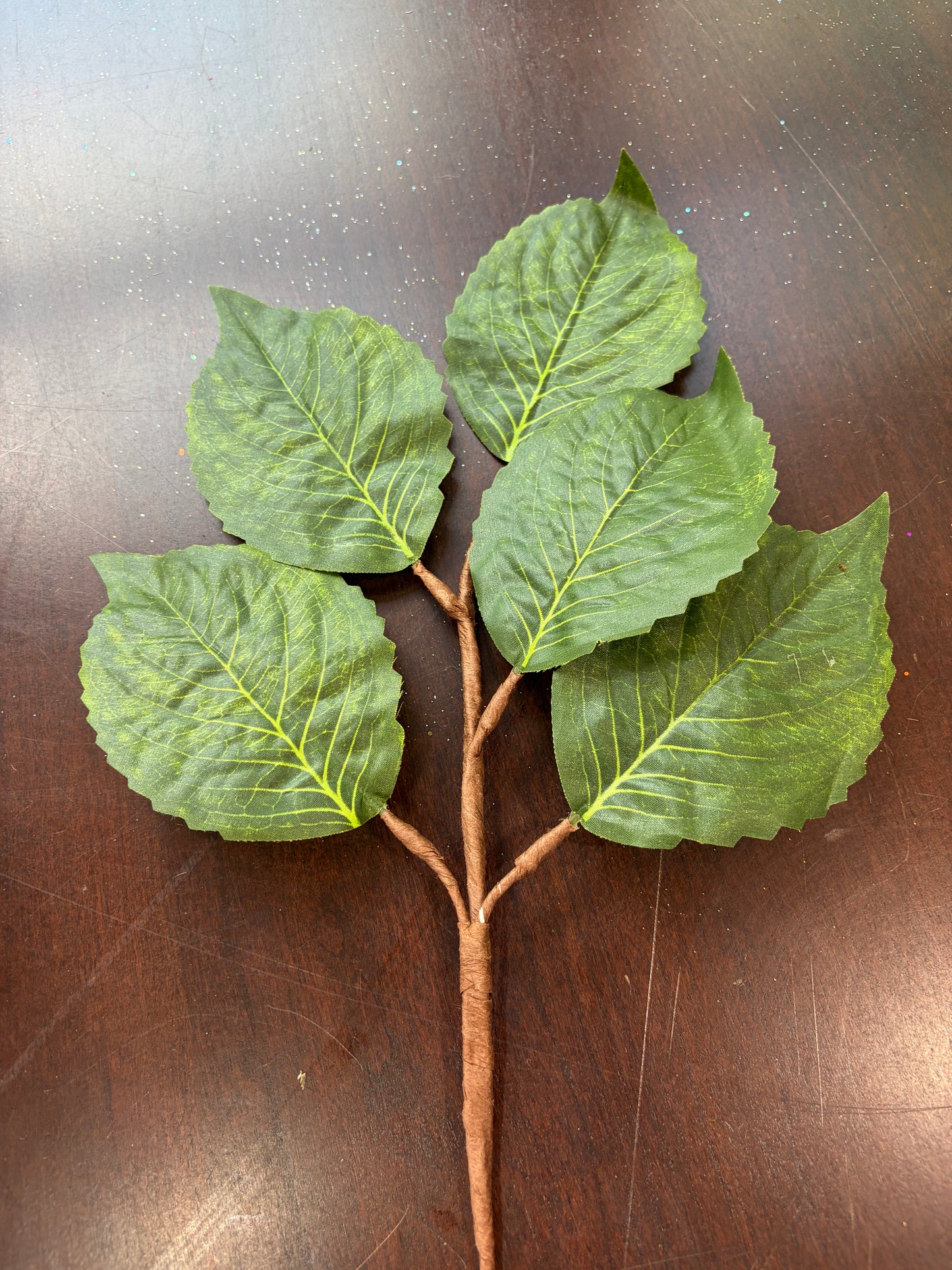 14in Rose Leaf Pick w/5 Leaves - Premium Greenery for Wreaths and Home Decor