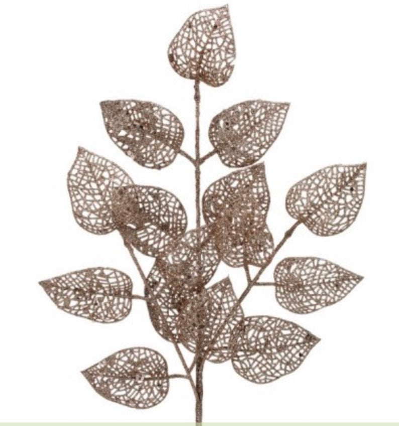 25in MESH Lace Leaf Spray CHAMPAGNE