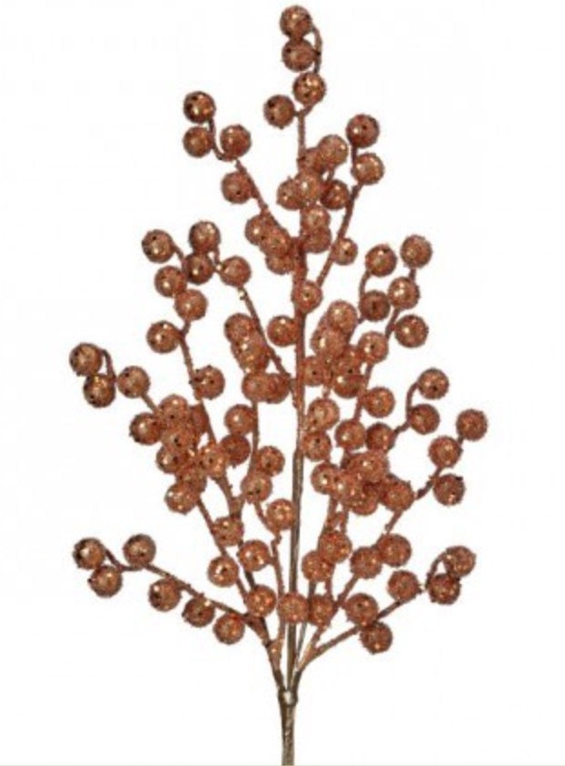 29in Metallic Glitter Berry Spray COPPER Regency