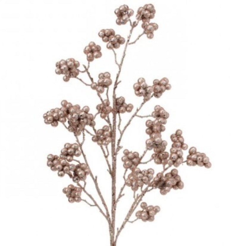 29in Metallic Glitter Berry Spray ROSEGOLD Regency