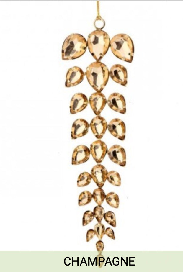 7.5in Crystal Jewel Drop Ornament CHAM