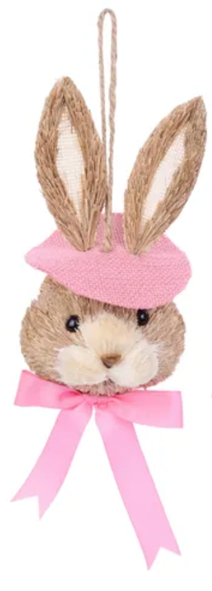 8inx4in Pink Grass Bunny Head Ornament