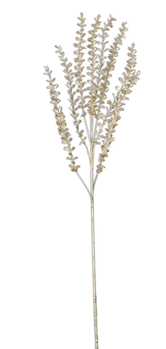31in Champagne Glittered Stem with Mini Teardrop Leaf K&K