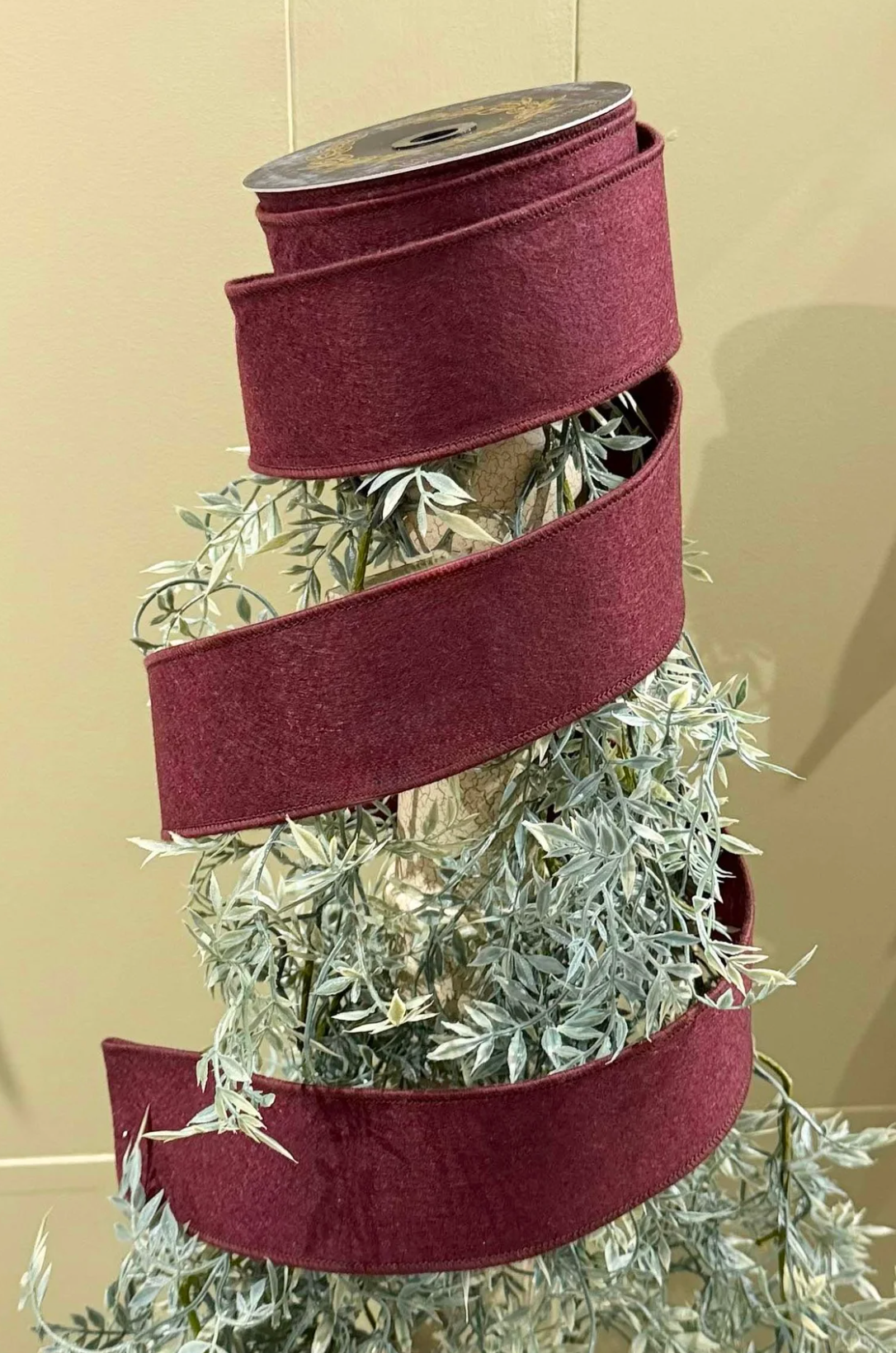 1inx10yd Paper Felt Eggplant Burgundy Ribbon