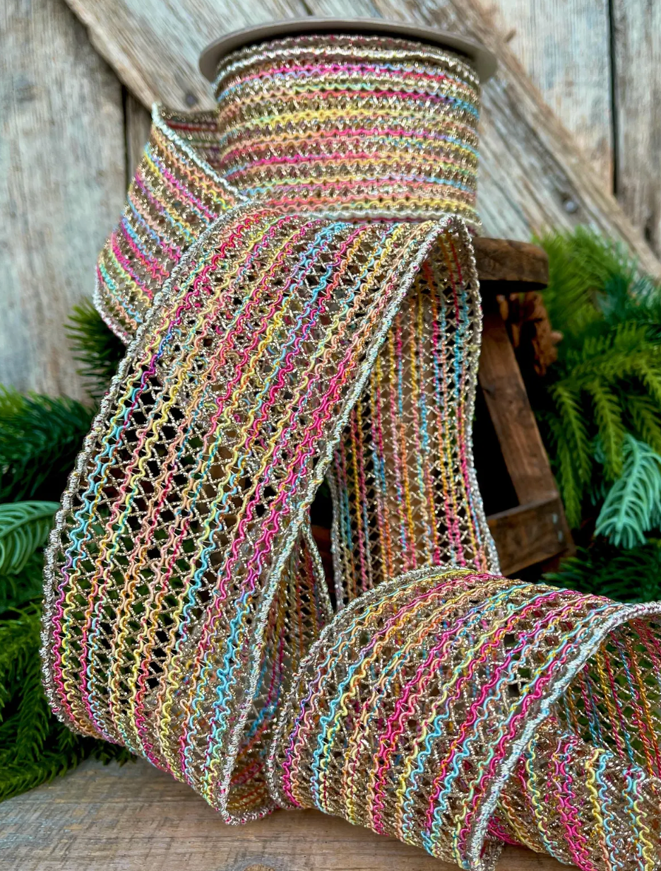 3inx10yd Farrisilk Sherbert Lace ribbon