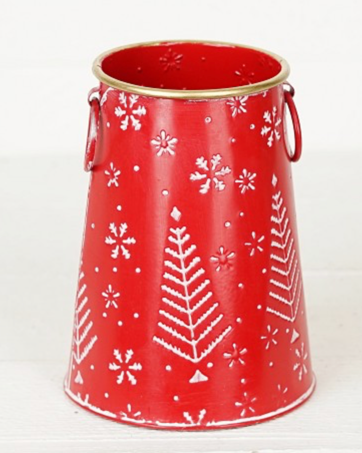Red/White Nordic Metal Bucket