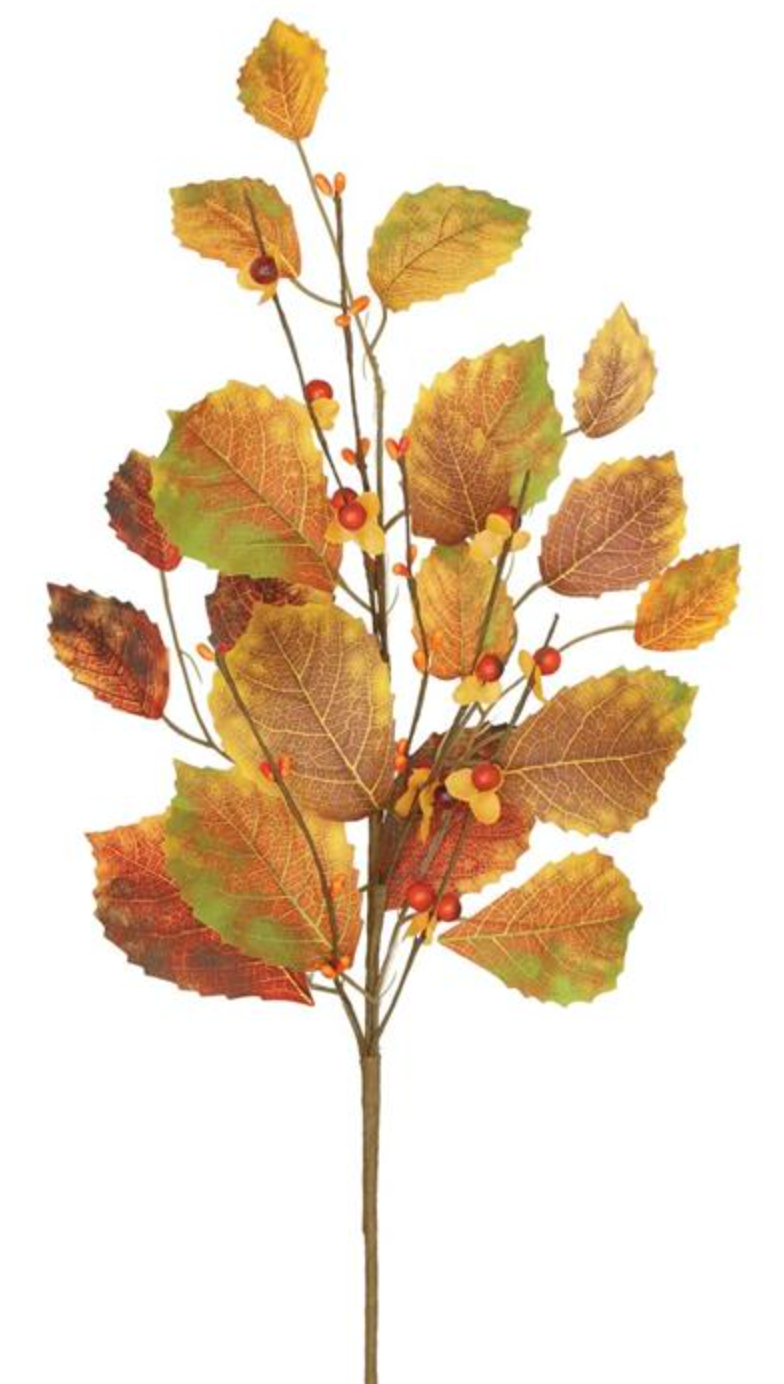 21in Fall Leaf & Mini Berry - Premium Artificial Greenery for Wreaths, Arrangement & Home Decor Select Artificial