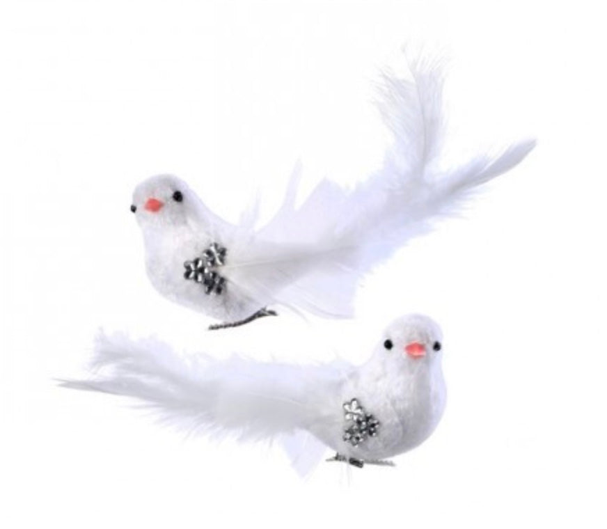 PAIR of 6in WHITE Birds