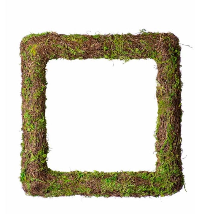 18in SQUARE Woodland Wicker/Moss Wreath Frame